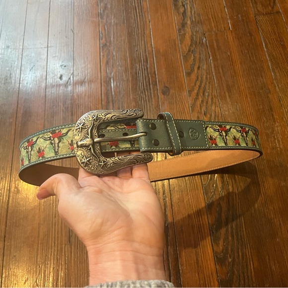 Ariat Crusier Skull belt blue pink removable buckle large - Picture 2 of 9